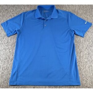 Nike Golf Polo Shirt Mens Large Blue Dri-FIT Tour Performance Golf Polyester